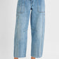 Lola Denim High Rise Crop Wide Barrel Cargo Pocket Pants by Risen