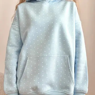 Bella Hoodie Baby Blue with White Polka Dot
