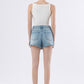 Preferably Super High Rise Raw Hem Denim Skort