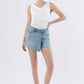 Preferably Super High Rise Raw Hem Denim Skort