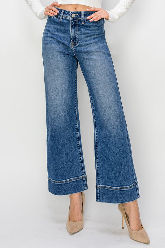 Arden High Rise Crop Wide Jeans by Risen