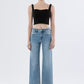 Enviably High Rise Clean Cut Raw Hem Ankle Slim Wide Jeans