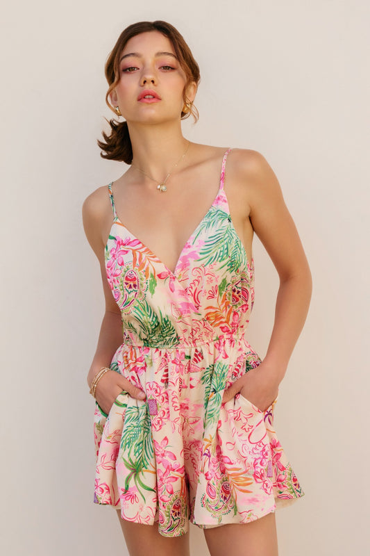 All In Love Deep Surplice Romper