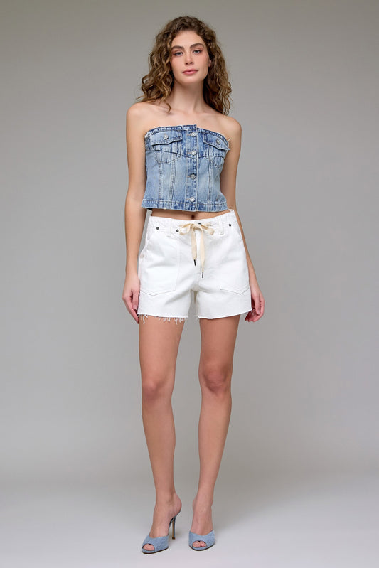 Pearl Wash Patch Pocket Baggy Shorts by Hidden