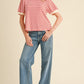 Notice Striped Print Short Sleeves Top