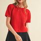Reclaim Short Puff Sleeve Sweater Cardigan