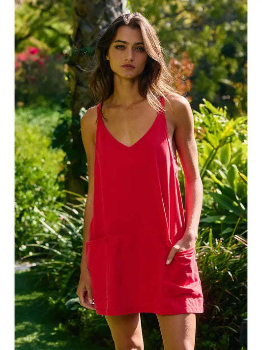 Valdosta Washed Sporty Mini Dress W Built in Romper Lining