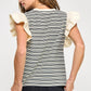 Bardstown Mixed Media Stripe Top-stitch Knit Top