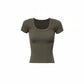 Rib Round Neck Plain Band Tee