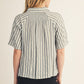 Fracture Button Down Textured Stripe Top
