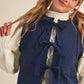 Key Floral Quilted Lace Trim Bow Tying Vest