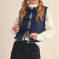 Key Floral Quilted Lace Trim Bow Tying Vest
