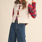 Key Floral Quilted Lace Trim Bow Tying Vest