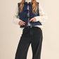 Key Floral Quilted Lace Trim Bow Tying Vest