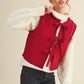 Key Floral Quilted Lace Trim Bow Tying Vest