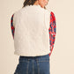 Key Floral Quilted Lace Trim Bow Tying Vest