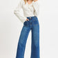 Task High Rise Crop Wide Front Patch Pocket Jeans by Risen