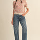 Club Floral Pattern Short Sleeve Sweater