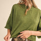 Marled Knit Mock Neck Short Sleeve Sweater