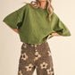 Marled Knit Mock Neck Short Sleeve Sweater
