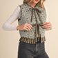 Planned Quilted Print Ruffle Trim Vest