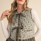 Planned Quilted Print Ruffle Trim Vest