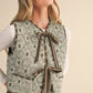 Planned Quilted Print Ruffle Trim Vest