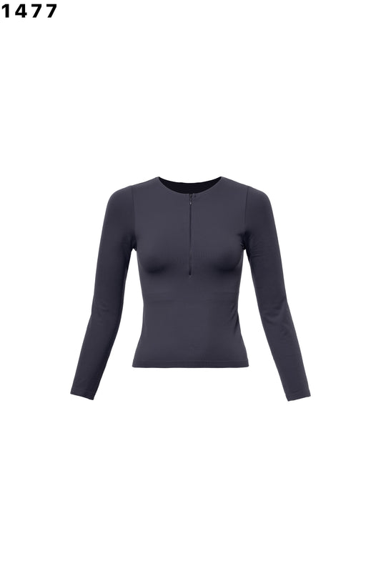 Present Round Neck Invisible Zipper Longsleeve Top