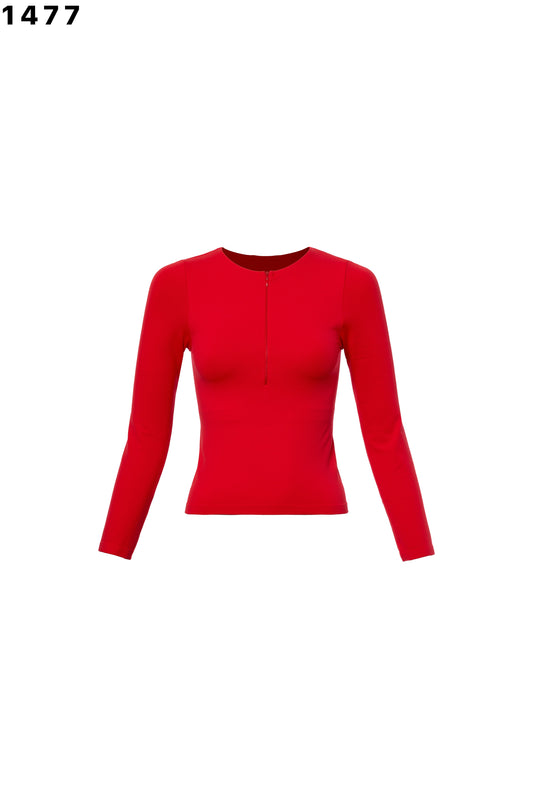 Present Round Neck Invisible Zipper Longsleeve Top