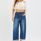 Lola Dark Denim High Rise Crop Wide Barrel Cargo Pocket Pants by Risen