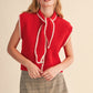 Title Tie Neck Sweater Vest With Contrast Blanket Stitch