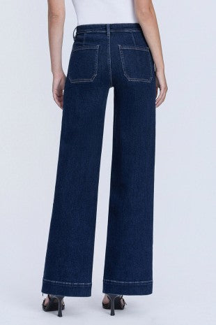 Riley High Rise Front Welt Pocket Trouser Wide Leg Jeans