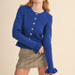 Garfield Ruffle Hem Ribbed Knit Sweater Cardigan