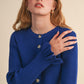 Garfield Ruffle Hem Ribbed Knit Sweater Cardigan