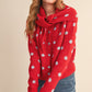 Park Polka Dot Sweater Cardigan With Detachable Scarf