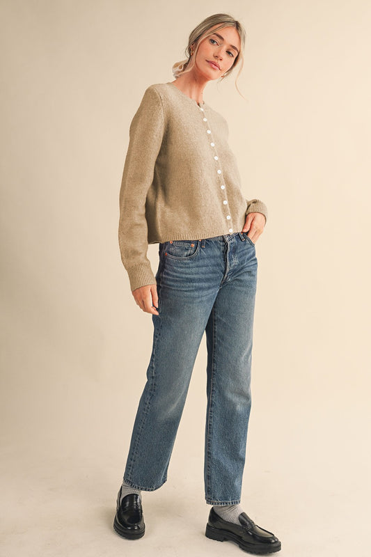 Organic Marled Knit Sweater Cardigan