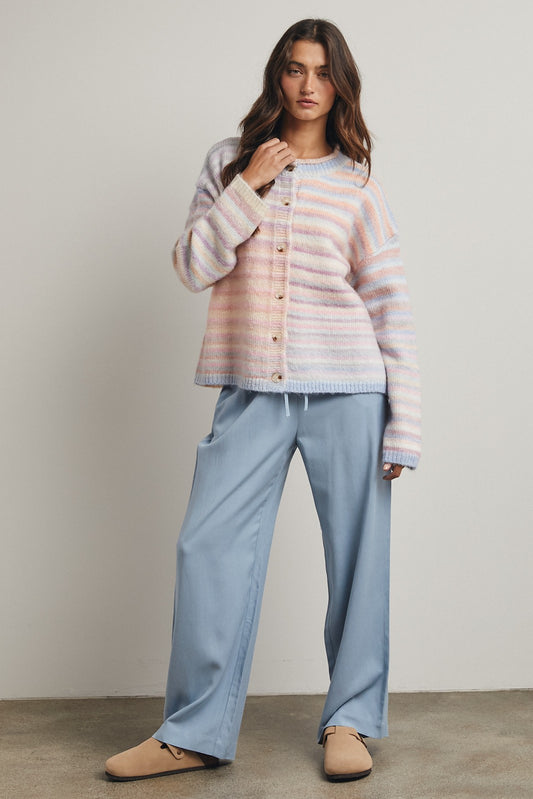 Rainbow Cardigan Button-up Knit Sweater Cardigan