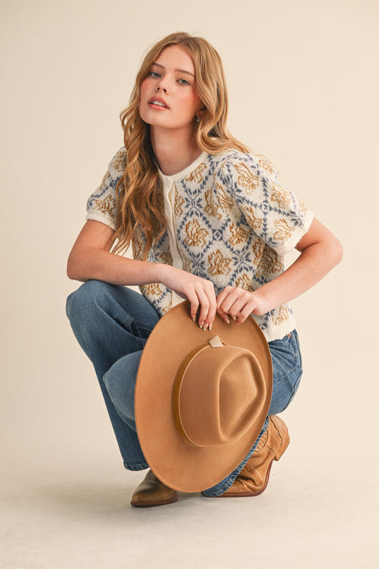 Indulge Floral Short Sleeve Sweater Cardigan