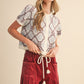 Indulge Floral Short Sleeve Sweater Cardigan