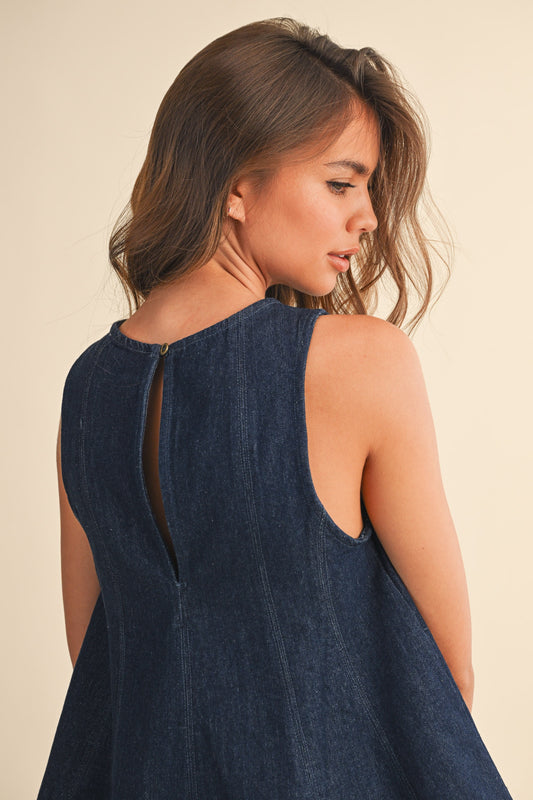 Hebrews Top Denim Longline Sleeveless Top