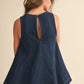 Hebrews Top Denim Longline Sleeveless Top
