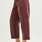 Lola Cocoa High Rise Crop Wide Barrel Cargo Pocket Cuffed Jeans by Risen