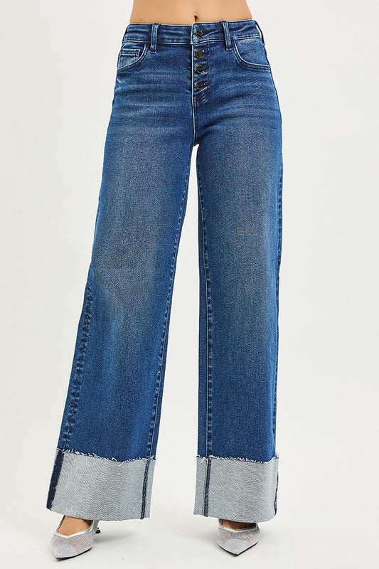Salem Slouchy Wide Leg Cuffed Hem Jeans by Risen