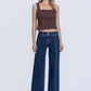 Orion High Rise Front Seam Detailed Dark Wide Leg Jeans