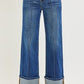 Living High Rise Ankle Wide Turn Up Jeans by Risen