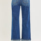 Living High Rise Ankle Wide Turn Up Jeans by Risen