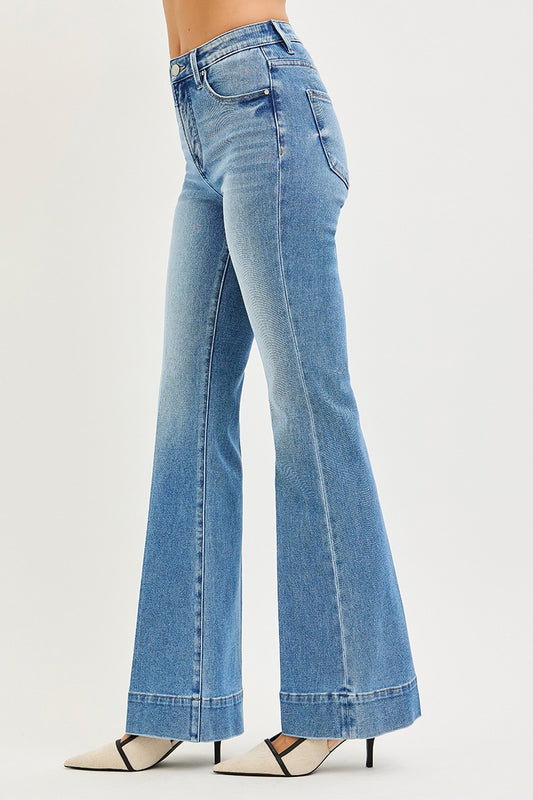 Kaylee Tummy Control 4 Way Stretch Mid Rise Flare Jeans