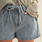 Born High Rise Gathered Waist Denim Shorts