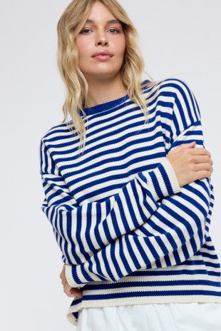 Travel Striped Drop Shoulder Sweater
