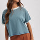Press Contrast Striped Relaxed Crop Tee